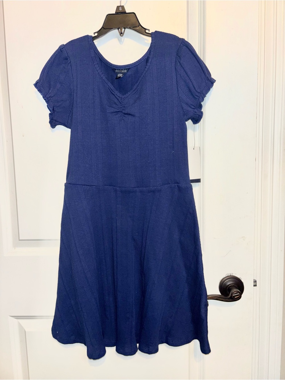 Tommy Hilfiger Girls' Navy Blue Short Sleeve Knit Dress